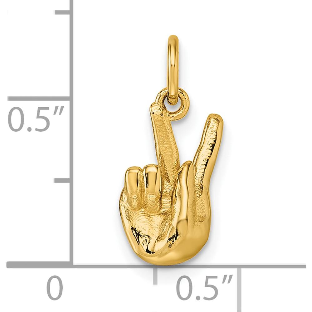 14K Yellow Gold American Sign Language "K" Pendant - Polished Finish by Oro Pregiato