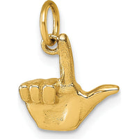 14K Yellow Gold American Sign Language "L" Fingerspelling Pendant by Oro Pregiato