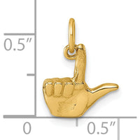 14K Yellow Gold American Sign Language "L" Fingerspelling Pendant by Oro Pregiato