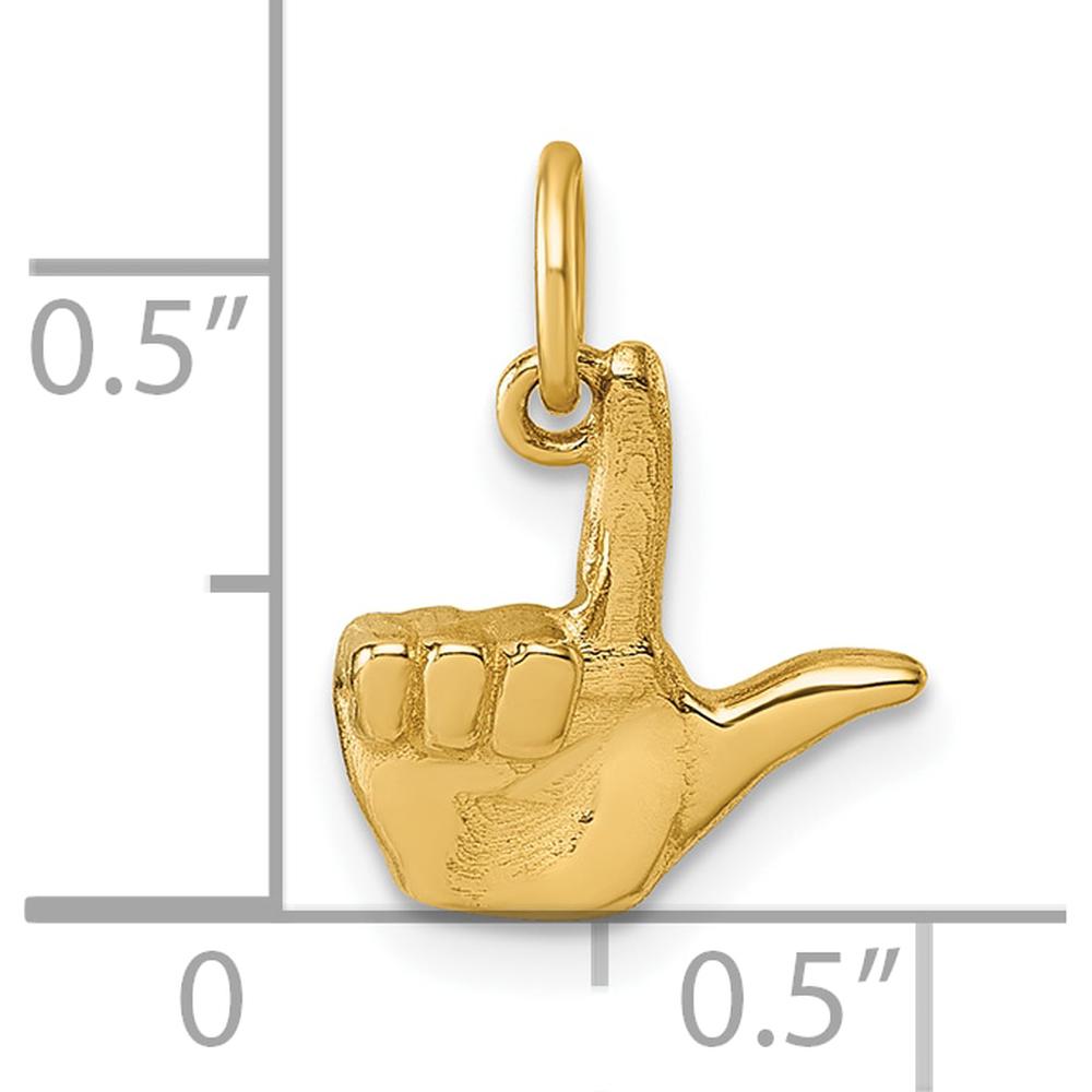 14K Yellow Gold American Sign Language "L" Fingerspelling Pendant by Oro Pregiato