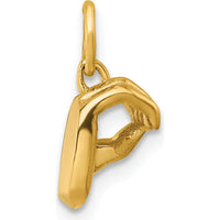14K Yellow Gold American Sign Language "O" Fingerspelling Pendant - Polished 3D Design by Oro Pregiato