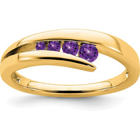 14K Yellow Gold Amethyst 4-Stone Ring with Round Cut Natural Amethyst Stones - 0.33 Carat Total Weight by 0