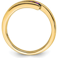 14K Yellow Gold Amethyst 4-Stone Ring with Round Cut Natural Amethyst Stones - 0.33 Carat Total Weight by 0
