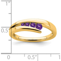 14K Yellow Gold Amethyst 4-Stone Ring with Round Cut Natural Amethyst Stones - 0.33 Carat Total Weight by 0