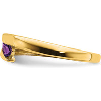 14K Yellow Gold Amethyst 4-Stone Ring with Round Cut Natural Amethyst Stones - 0.33 Carat Total Weight by 0
