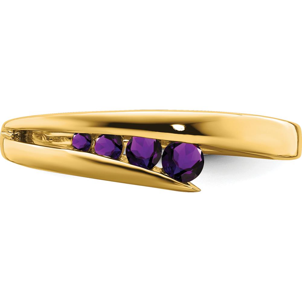 14K Yellow Gold Amethyst 4-Stone Ring with Round Cut Natural Amethyst Stones - 0.33 Carat Total Weight by 0