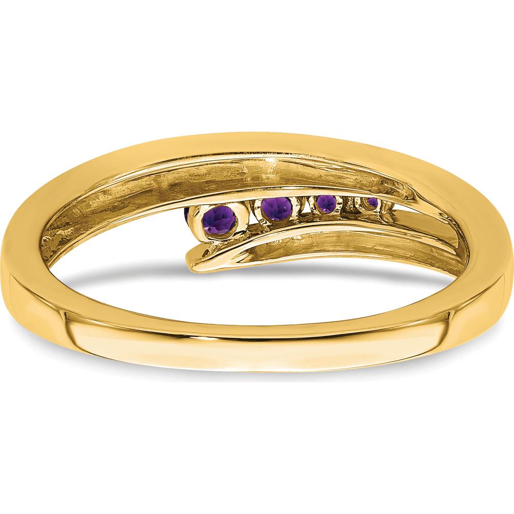 14K Yellow Gold Amethyst 4-Stone Ring with Round Cut Natural Amethyst Stones - 0.33 Carat Total Weight by 0