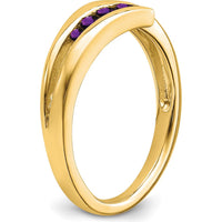 14K Yellow Gold Amethyst 4-Stone Ring with Round Cut Natural Amethyst Stones - 0.33 Carat Total Weight by 0