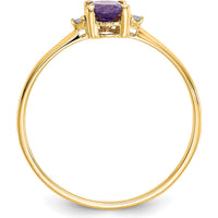14K Yellow Gold Amethyst and Diamond Birthstone Ring with Oval Amethyst and Round Diamonds - 0.42 Carat Total Amethyst Weight, 0.016 Carat Total Diamond Weight by Oro Pregiato
