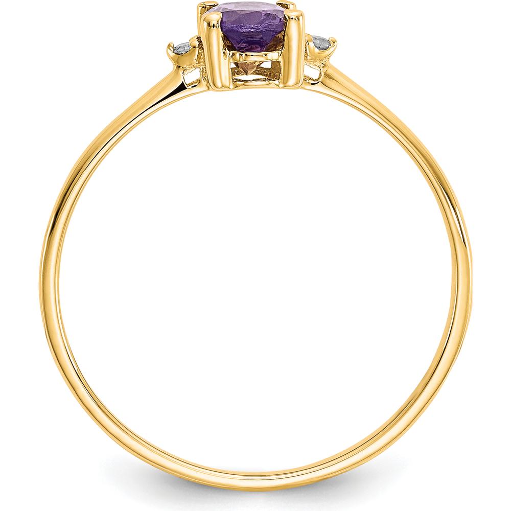 14K Yellow Gold Amethyst and Diamond Birthstone Ring with Oval Amethyst and Round Diamonds - 0.42 Carat Total Amethyst Weight, 0.016 Carat Total Diamond Weight by Oro Pregiato