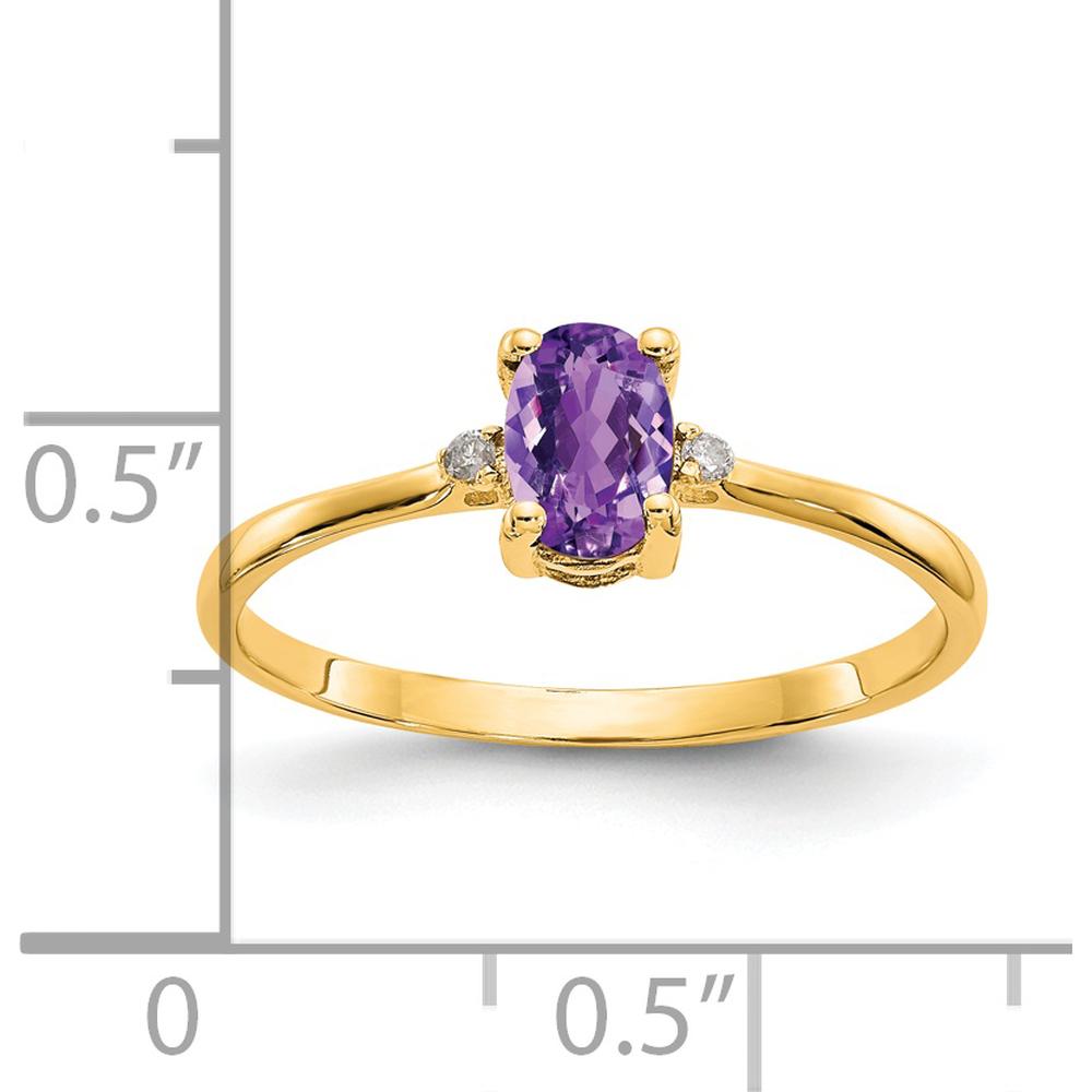 14K Yellow Gold Amethyst and Diamond Birthstone Ring with Oval Amethyst and Round Diamonds - 0.42 Carat Total Amethyst Weight, 0.016 Carat Total Diamond Weight by Oro Pregiato
