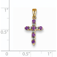 14K Yellow Gold Amethyst and Diamond Cross Pendant - 0.20 Carat Total Amethyst Weight, 0.01 Carat Total Diamond Weight by Oro Pregiato
