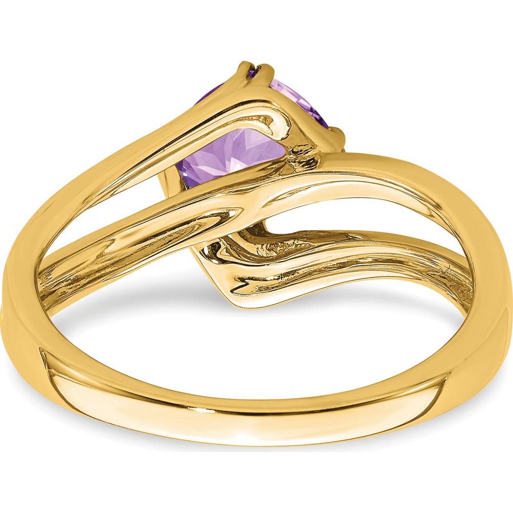 14K Yellow Gold Amethyst and Diamond Cushion Cut Ring with Round Diamonds - 0.803 Carat Total Amethyst Weight by 0