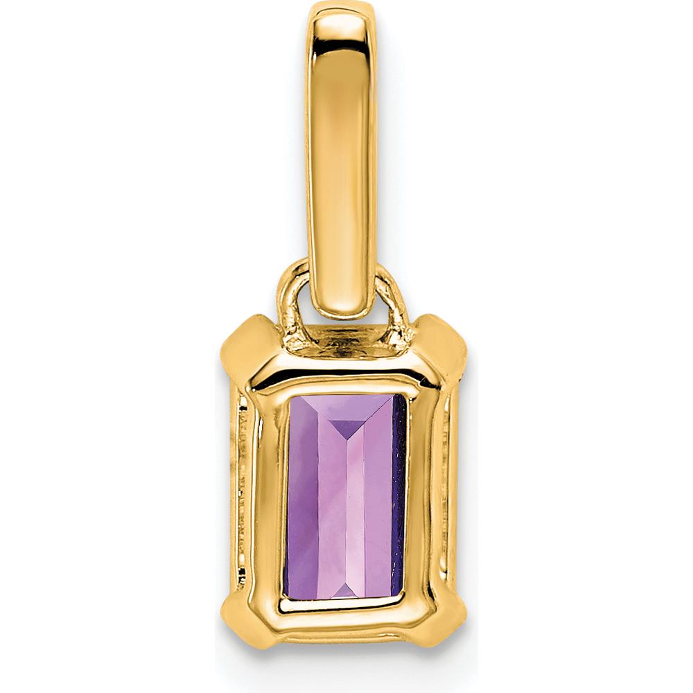 14K Yellow Gold Amethyst and Diamond Pendant - 7x5mm Octagon Amethyst with Round Diamonds - 0.01 Carat Total Diamond Weight by Oro Pregiato
