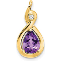 14K Yellow Gold Amethyst and Diamond Pendant Slide - 0.85 Carat Amethyst, 0.02 Carat Diamond by Lumare Gioia