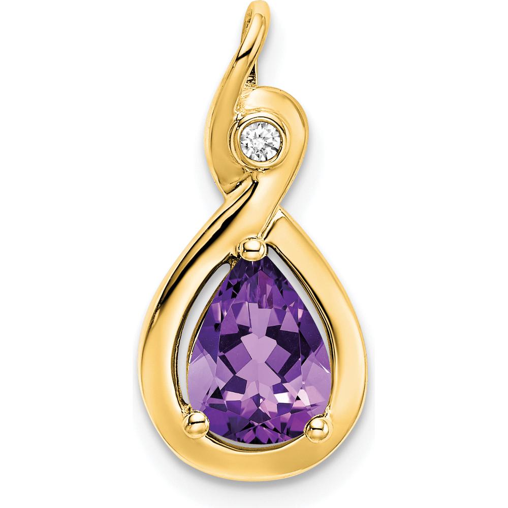14K Yellow Gold Amethyst and Diamond Pendant Slide - 0.85 Carat Amethyst, 0.02 Carat Diamond by Lumare Gioia