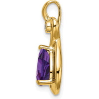 14K Yellow Gold Amethyst and Diamond Pendant Slide - 0.85 Carat Amethyst, 0.02 Carat Diamond by Lumare Gioia