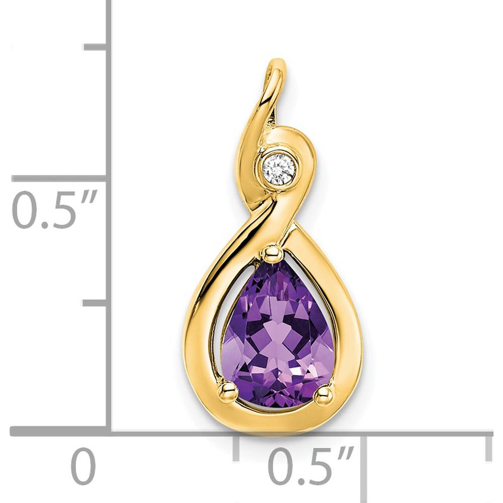14K Yellow Gold Amethyst and Diamond Pendant Slide - 0.85 Carat Amethyst, 0.02 Carat Diamond by Lumare Gioia