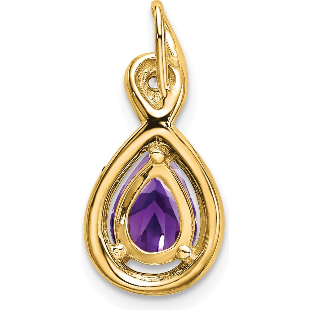 14K Yellow Gold Amethyst and Diamond Pendant Slide - 0.85 Carat Amethyst, 0.02 Carat Diamond by Lumare Gioia