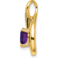 14K Yellow Gold Amethyst and Diamond Pendant with Round Amethyst - 0.8 Carat Amethyst Weight, 0.035 Carat Diamond Weight by Lumare Gioia