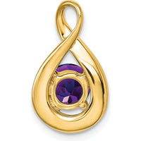 14K Yellow Gold Amethyst and Diamond Pendant with Round Amethyst - 0.8 Carat Amethyst Weight, 0.035 Carat Diamond Weight by Lumare Gioia