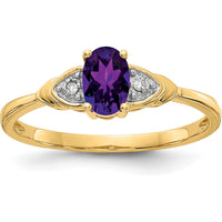 14K Yellow Gold Amethyst and Diamond Ring - 0.45 Carat Amethyst, 0.01 Carat Diamonds by Oro Pregiato