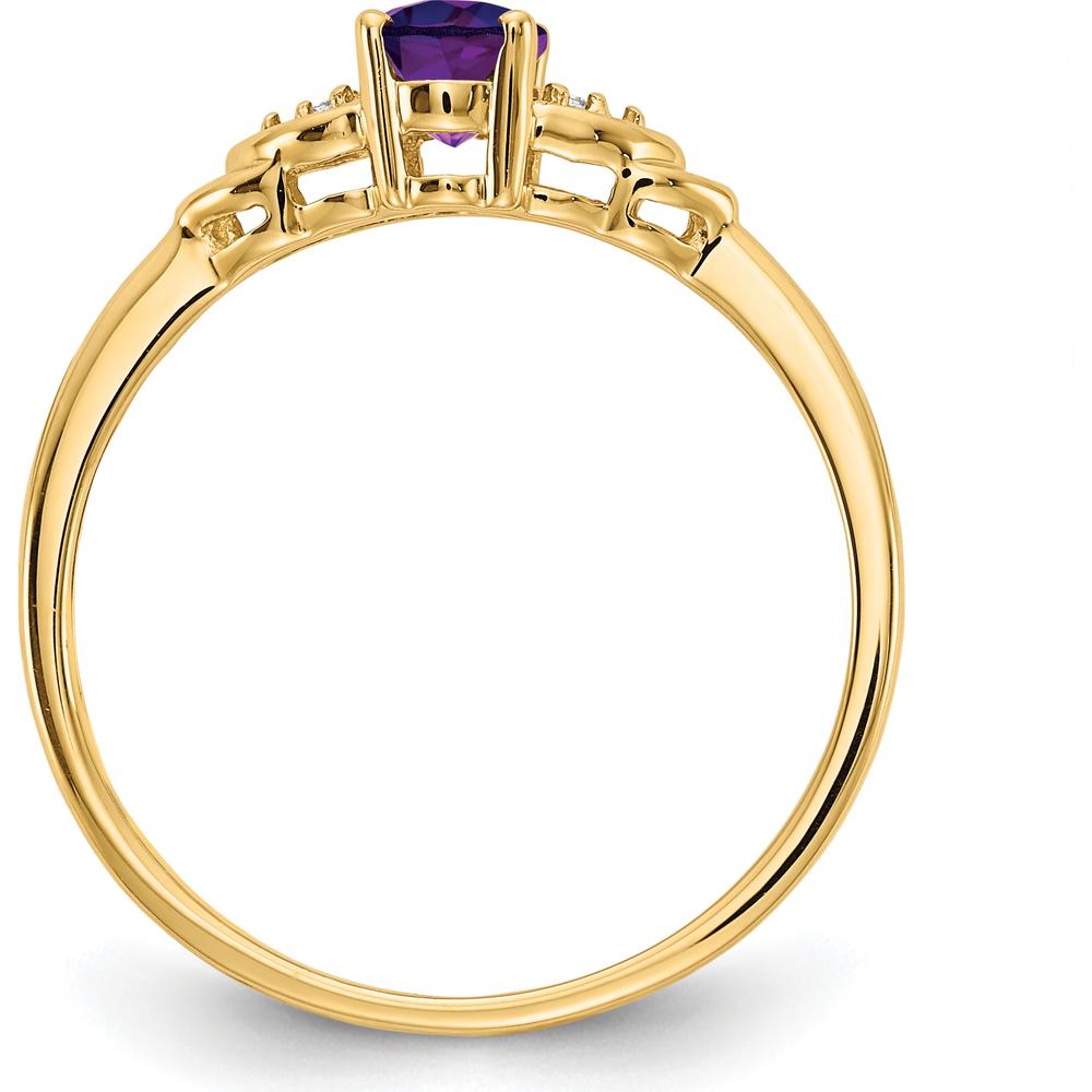 14K Yellow Gold Amethyst and Diamond Ring - 0.45 Carat Amethyst, 0.01 Carat Diamonds by Oro Pregiato