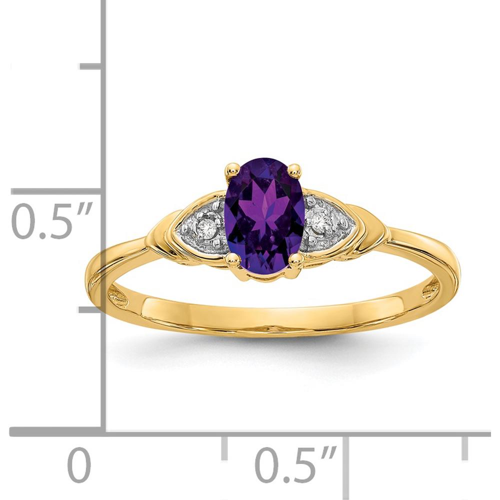 14K Yellow Gold Amethyst and Diamond Ring - 0.45 Carat Amethyst, 0.01 Carat Diamonds by Oro Pregiato