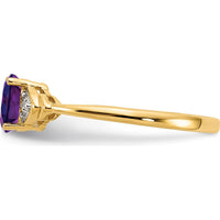 14K Yellow Gold Amethyst and Diamond Ring - 0.45 Carat Amethyst, 0.01 Carat Diamonds by Oro Pregiato