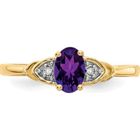 14K Yellow Gold Amethyst and Diamond Ring - 0.45 Carat Amethyst, 0.01 Carat Diamonds by Oro Pregiato