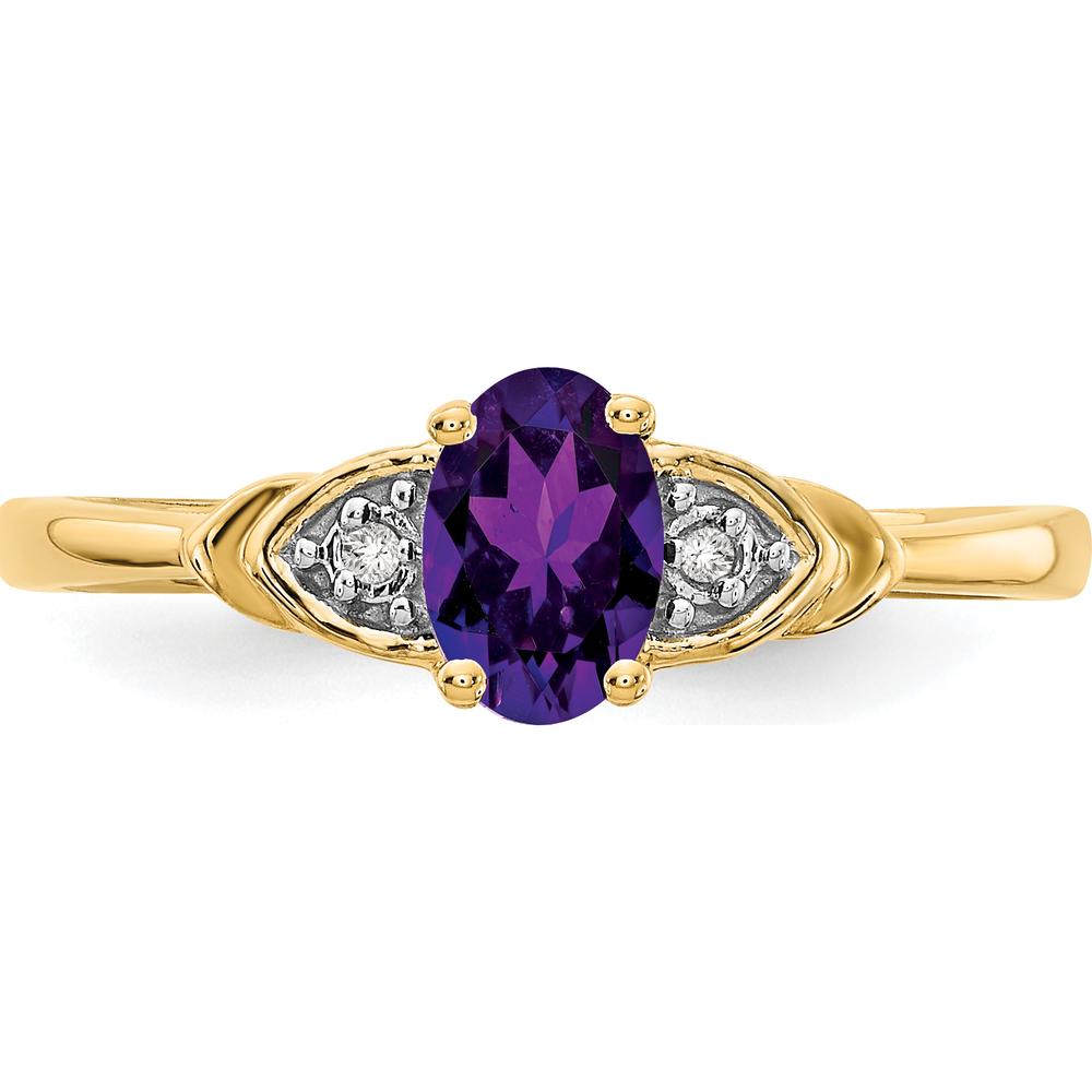 14K Yellow Gold Amethyst and Diamond Ring - 0.45 Carat Amethyst, 0.01 Carat Diamonds by Oro Pregiato