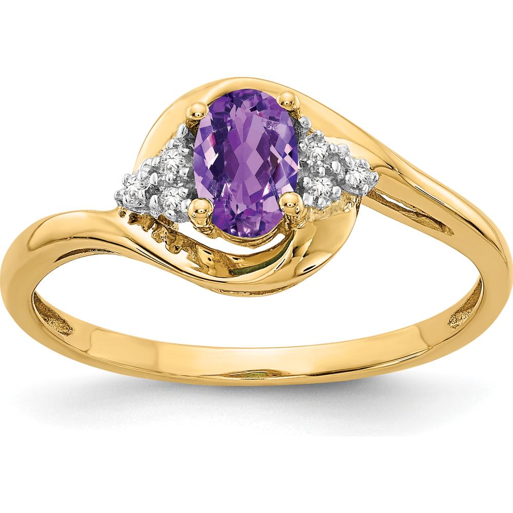 14K Yellow Gold Amethyst and Diamond Ring with 0.45 Carat Amethyst and 0.018 Carat Total Diamond Weight by Oro Pregiato