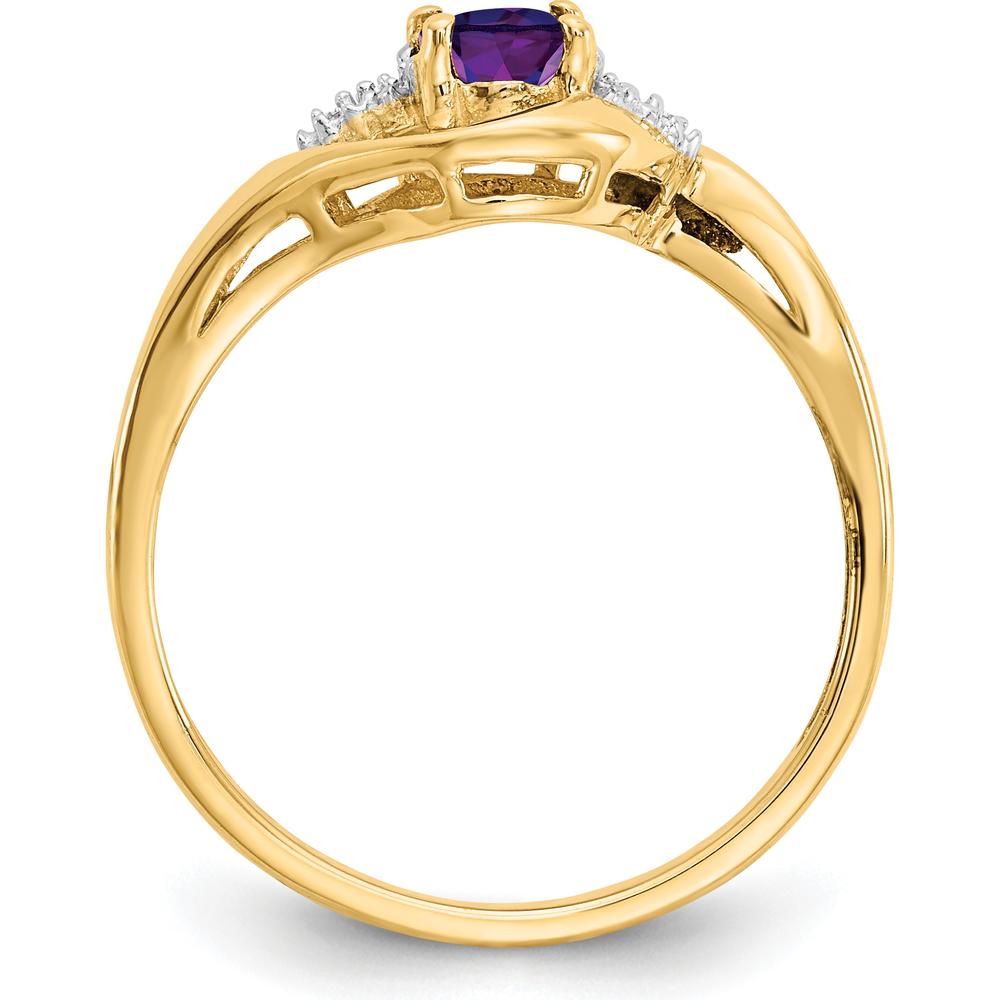 14K Yellow Gold Amethyst and Diamond Ring with 0.45 Carat Amethyst and 0.018 Carat Total Diamond Weight by Oro Pregiato