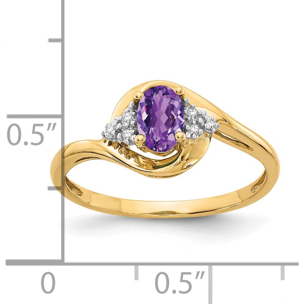 14K Yellow Gold Amethyst and Diamond Ring with 0.45 Carat Amethyst and 0.018 Carat Total Diamond Weight by Oro Pregiato