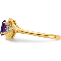 14K Yellow Gold Amethyst and Diamond Ring with 0.45 Carat Amethyst and 0.018 Carat Total Diamond Weight by Oro Pregiato