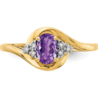 14K Yellow Gold Amethyst and Diamond Ring with 0.45 Carat Amethyst and 0.018 Carat Total Diamond Weight by Oro Pregiato