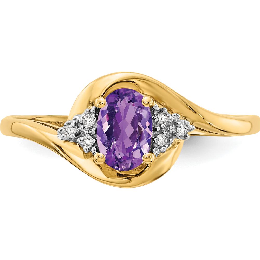 14K Yellow Gold Amethyst and Diamond Ring with 0.45 Carat Amethyst and 0.018 Carat Total Diamond Weight by Oro Pregiato