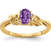 14K Yellow Gold Amethyst and Diamond Ring with 6x4mm Oval Amethyst and Round Diamonds - 0.42 Carat Total Gem Weight by Monteluci Fine Jewelry