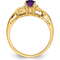 14K Yellow Gold Amethyst and Diamond Ring with 6x4mm Oval Amethyst and Round Diamonds - 0.42 Carat Total Gem Weight by Monteluci Fine Jewelry