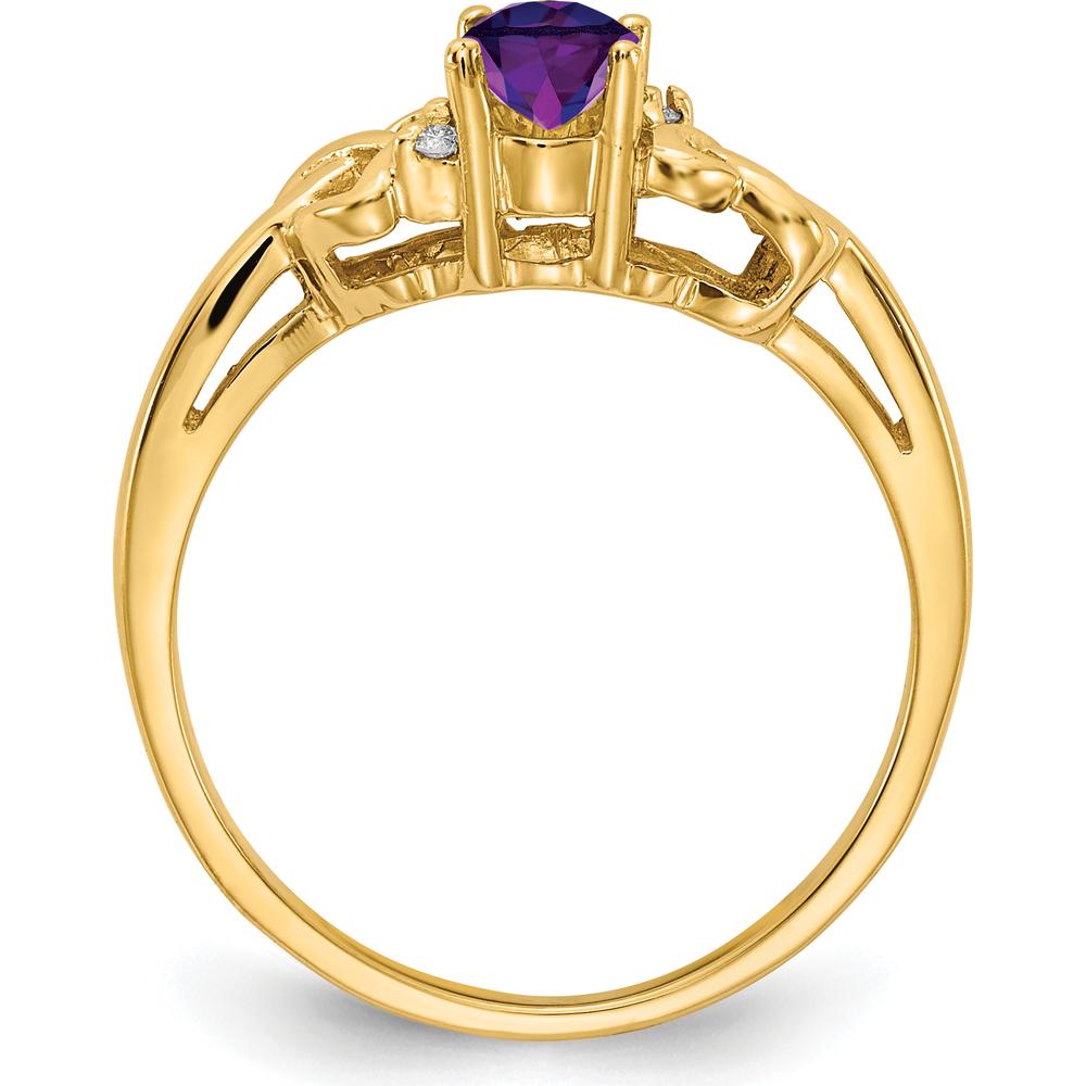 14K Yellow Gold Amethyst and Diamond Ring with 6x4mm Oval Amethyst and Round Diamonds - 0.42 Carat Total Gem Weight by Monteluci Fine Jewelry