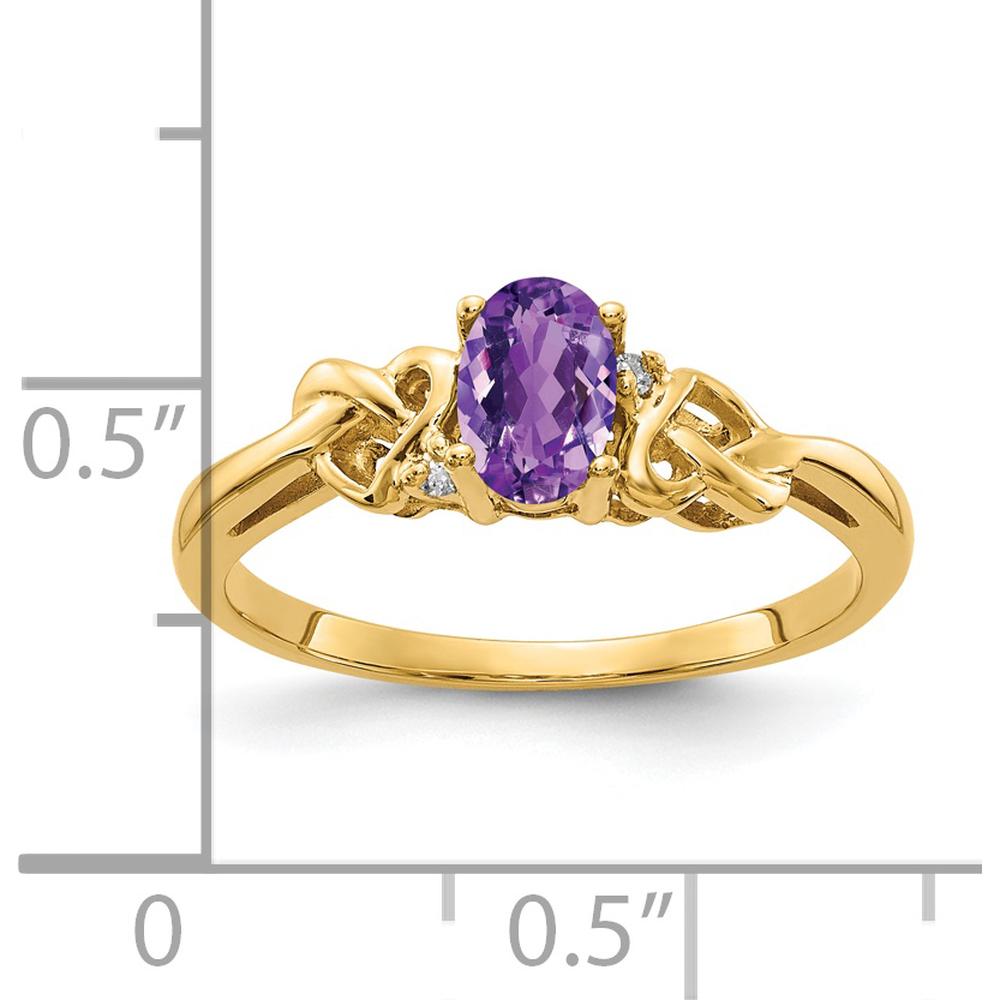 14K Yellow Gold Amethyst and Diamond Ring with 6x4mm Oval Amethyst and Round Diamonds - 0.42 Carat Total Gem Weight by Monteluci Fine Jewelry