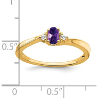 14K Yellow Gold Amethyst and Diamond Ring with Oval Amethyst - 0.02 Carat Diamond Total Weight by 0