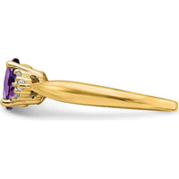 14K Yellow Gold Amethyst and Diamond Ring with Oval Amethyst - 0.71 Carat Total Amethyst Weight by 0