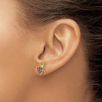 14K Yellow Gold Amethyst and Peridot Button Earrings - 0.6 Carat Total Gem Weight by 0