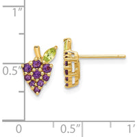14K Yellow Gold Amethyst and Peridot Button Earrings - 0.6 Carat Total Gem Weight by 0
