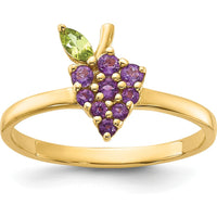 14K Yellow Gold Amethyst and Peridot Grapes Ring - 0.3 Carat Total Gem Weight by 0