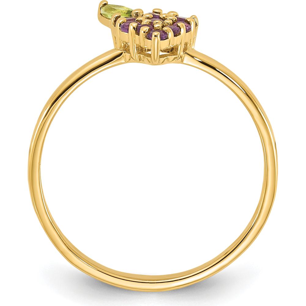 14K Yellow Gold Amethyst and Peridot Grapes Ring - 0.3 Carat Total Gem Weight by 0