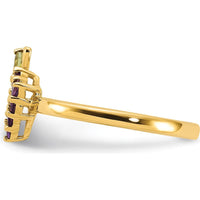 14K Yellow Gold Amethyst and Peridot Grapes Ring - 0.3 Carat Total Gem Weight by 0