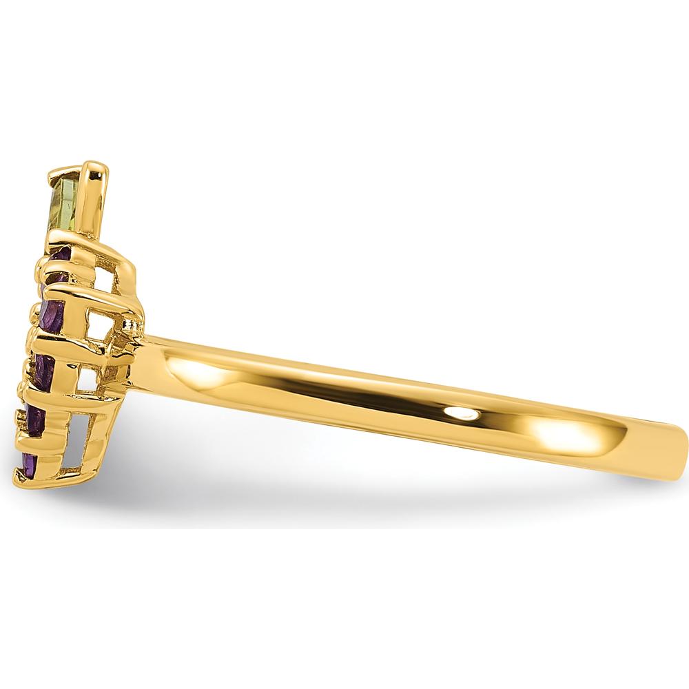 14K Yellow Gold Amethyst and Peridot Grapes Ring - 0.3 Carat Total Gem Weight by 0
