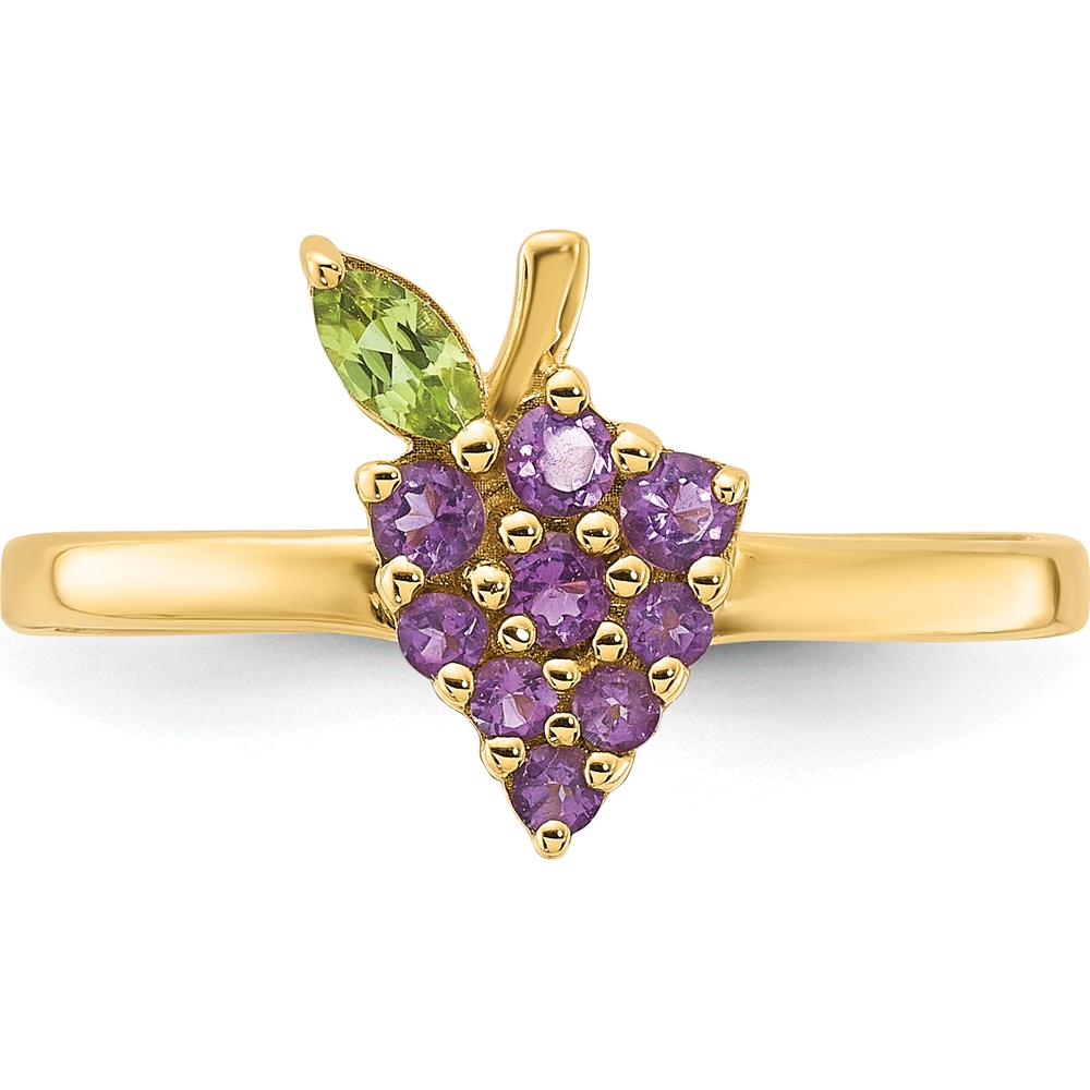 14K Yellow Gold Amethyst and Peridot Grapes Ring - 0.3 Carat Total Gem Weight by 0